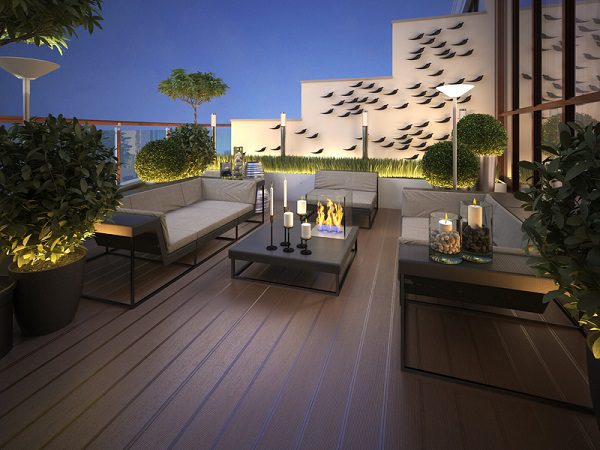 roof - terrace in a modern style. 3d visualization